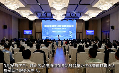 深圳坪山區(qū)龍?zhí)锝值纼?yōu)化營(yíng)商環(huán)境大會(huì)暨AI助企服務(wù)發(fā)布會(huì)在多彩硅谷大會(huì)堂成功舉辦